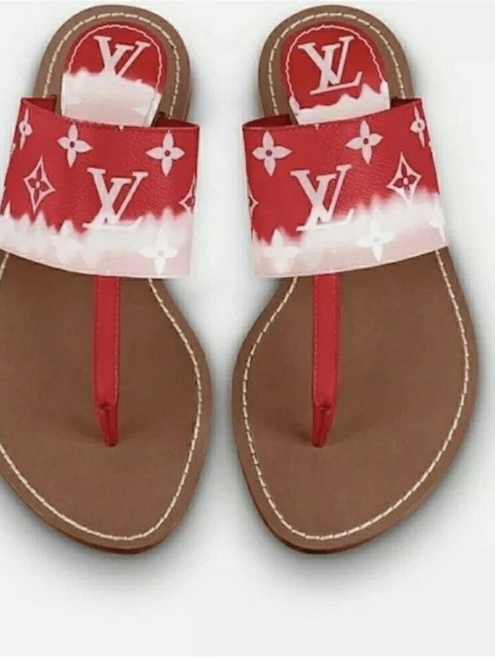 Louis Vuitton Limited Edition Escalae Red White Ombré Sandals New 38.5